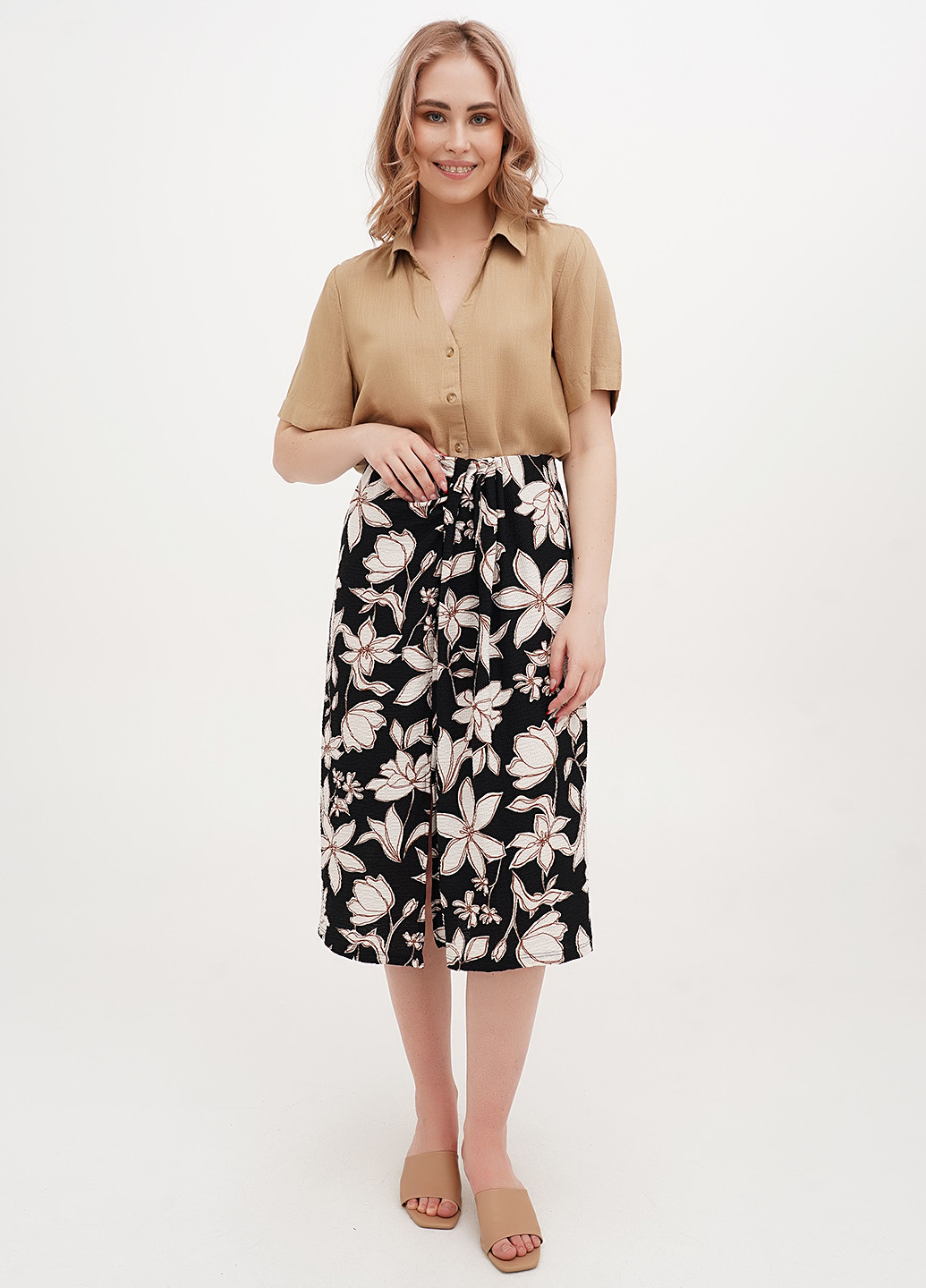 Черная кэжуал цветочной расцветки юбка We а-силуэта (трапеция)