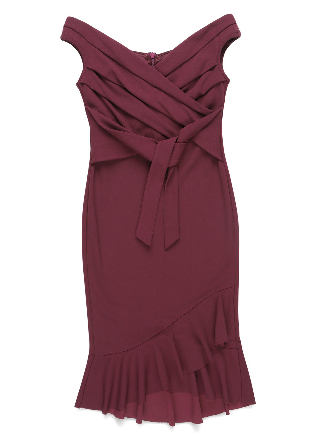 Сиреневое коктейльное платье с открытыми плечами, годе Sistaglam однотонное