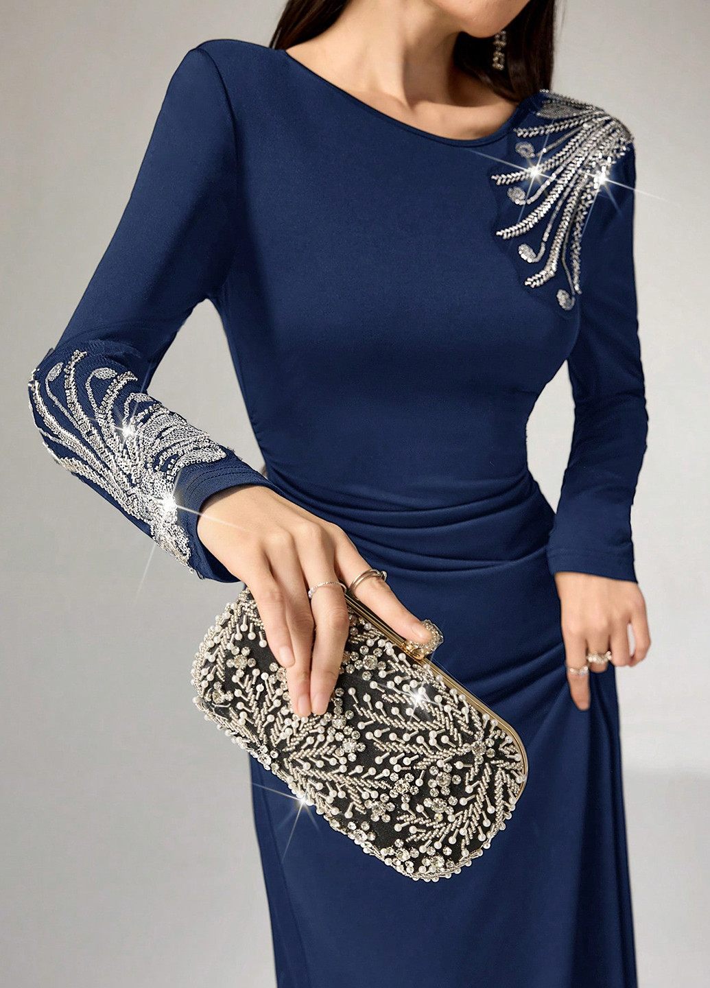 Синя вечірня, кежуал сукня футляр SHEIN однотонна