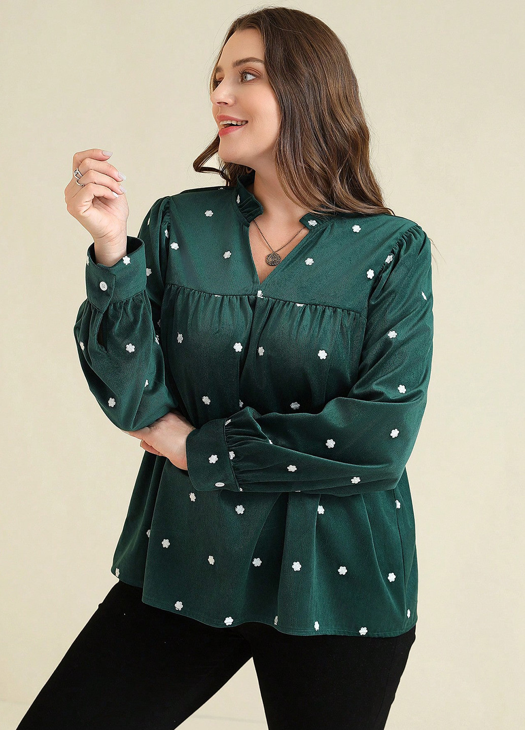 Темно-зелёная блуза SHEIN