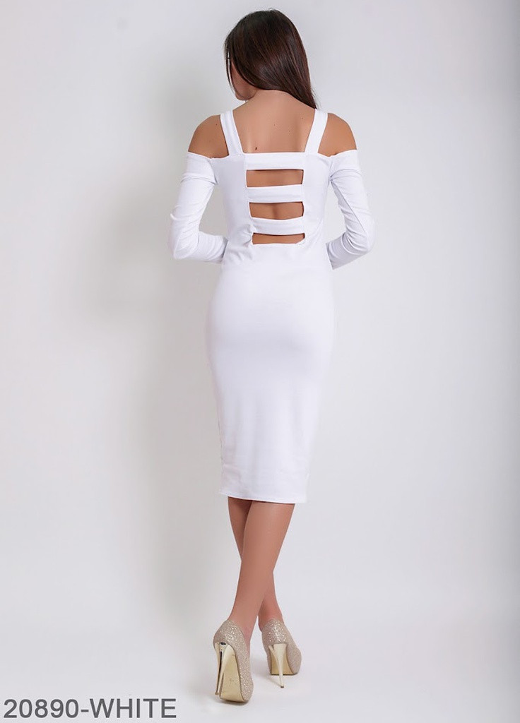 Білий кежуал класичне жіноче плаття з відкритою спиною miley білий Podium однотонна