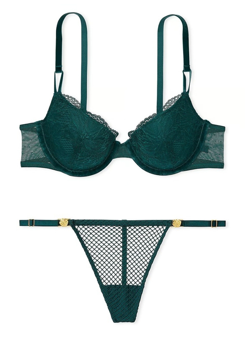 Темно-зелений демісезонний комплект (бюстгальтер, трусики) Victoria's Secret