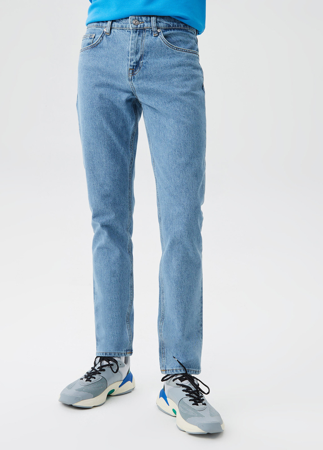 Голубые демисезонные слим джинсы Lacoste