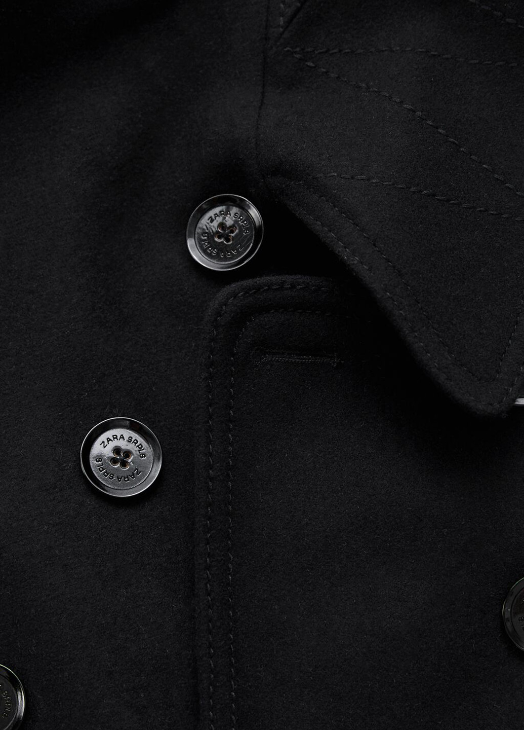 Черное демисезонное Пальто двубортное Zara