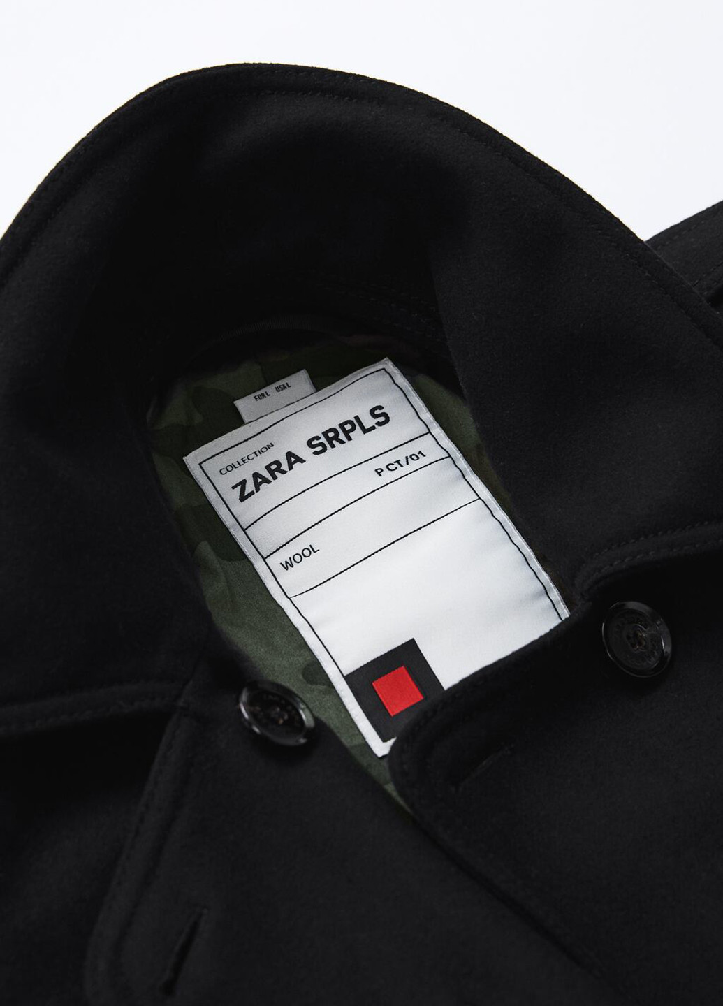 Черное демисезонное Пальто двубортное Zara