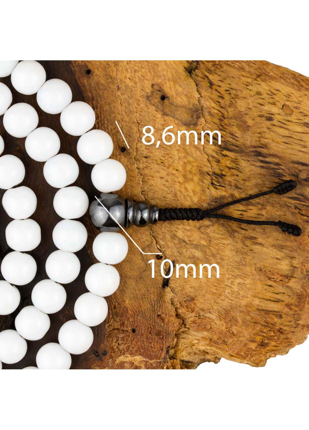 Четки мала из натурального камня Молочный агат 108 бусин 8.6 мм Swayambhu ST (255611457)