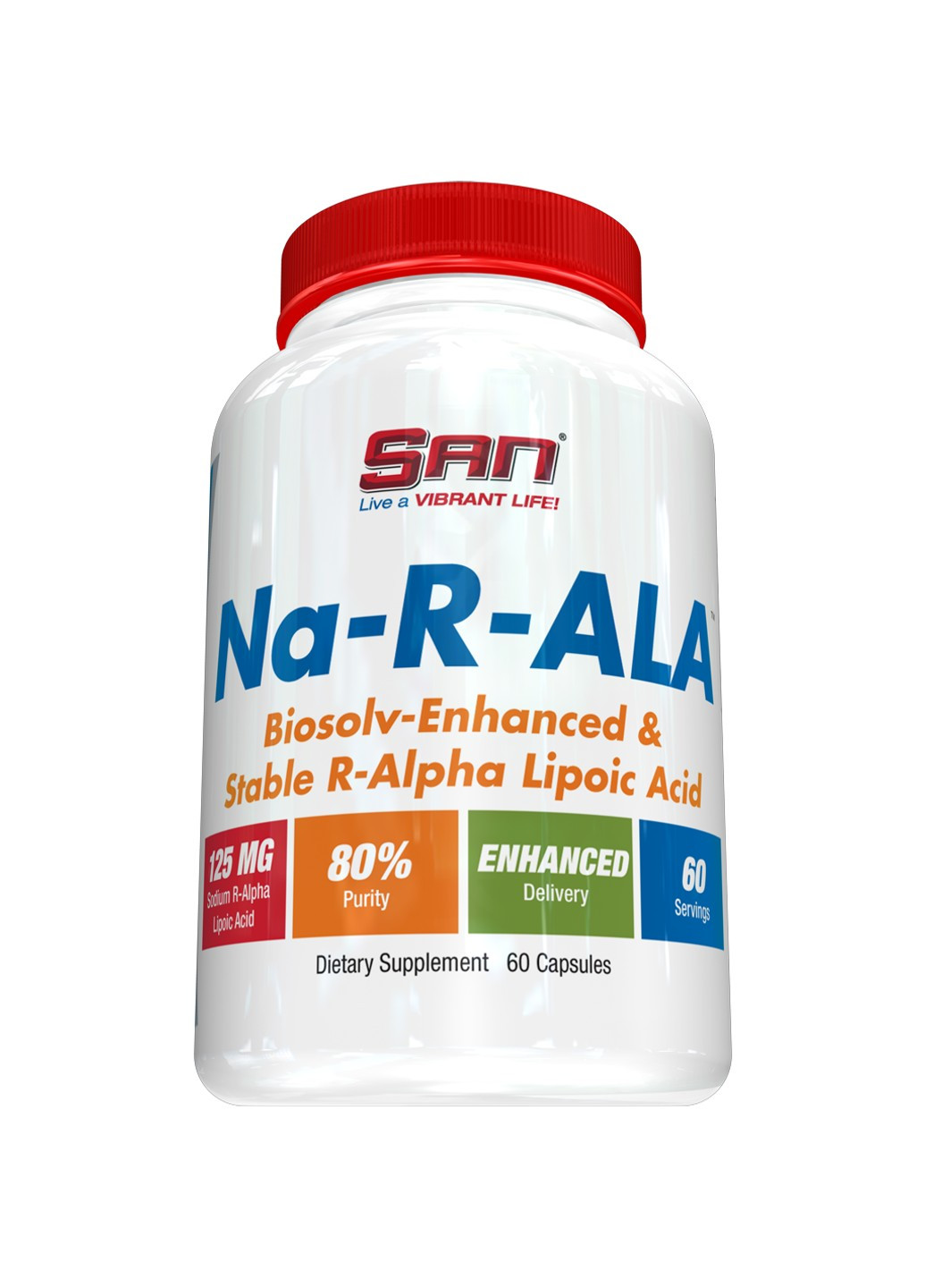 Альфа-ліпоєва кислота NA-R-ALA R Alpha Lipoic Acid 60 капсул San (255408734)