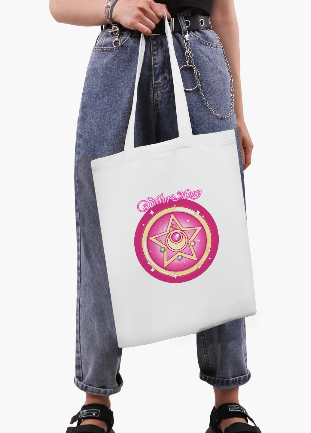 Эко сумка шоппер белая Сейлор Мун (Sailor Moon) (9227-2918-WT-2) экосумка шопер 41*35 см MobiPrint (224806186)