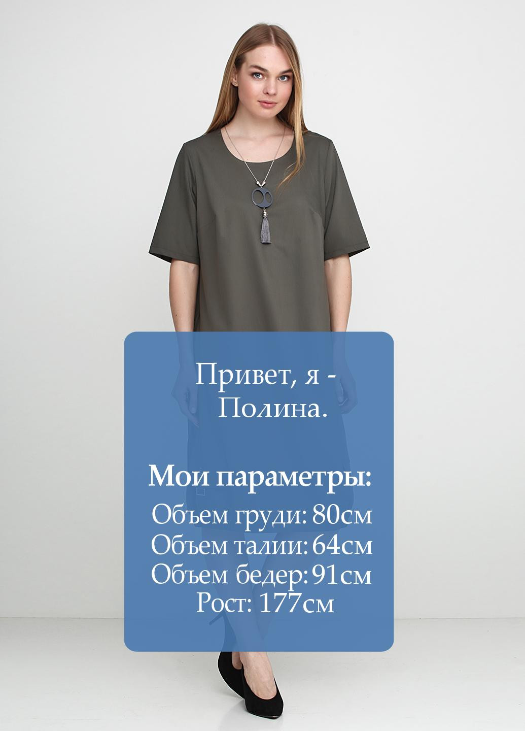 Оливкова (хакі) кежуал сукня Kor@kor однотонна