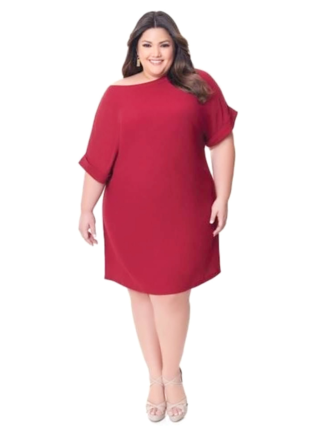 Вишнева кежуал сукня футляр Studio 1886 однотонна