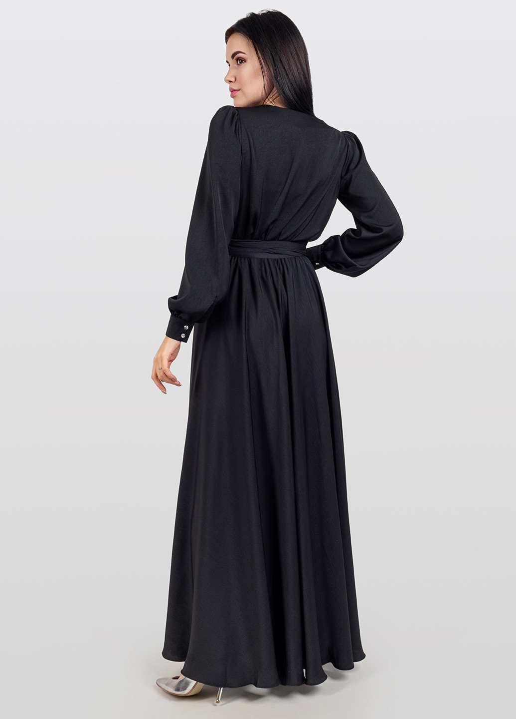 Чорна вечірня плаття, сукня Seam однотонна