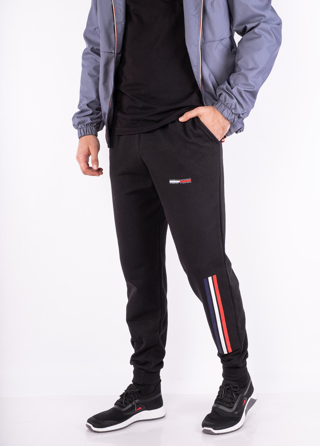 Черные кэжуал, спортивные демисезонные джоггеры брюки Time of Style