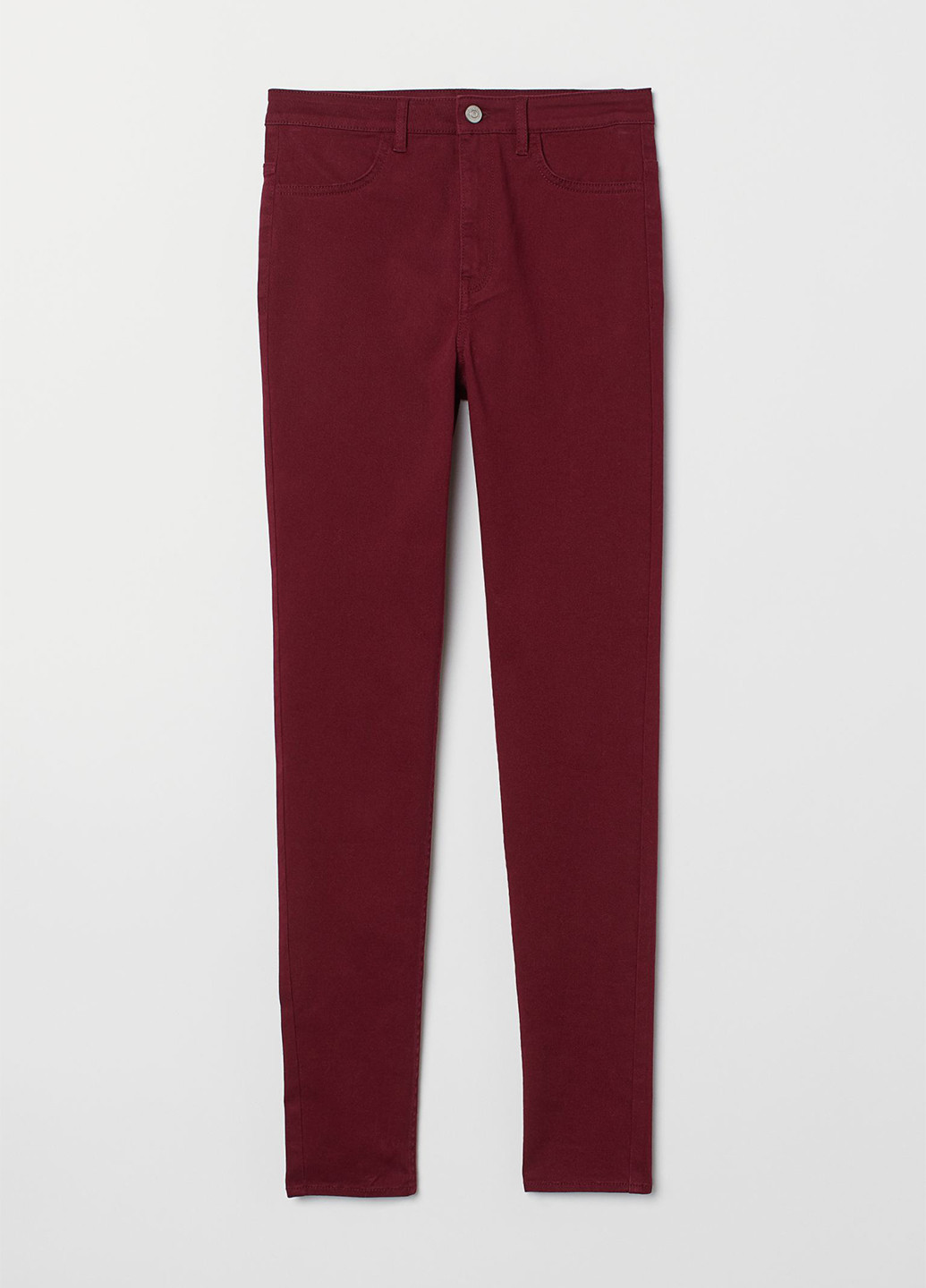 Бордовые джинсовые демисезонные зауженные брюки H&M