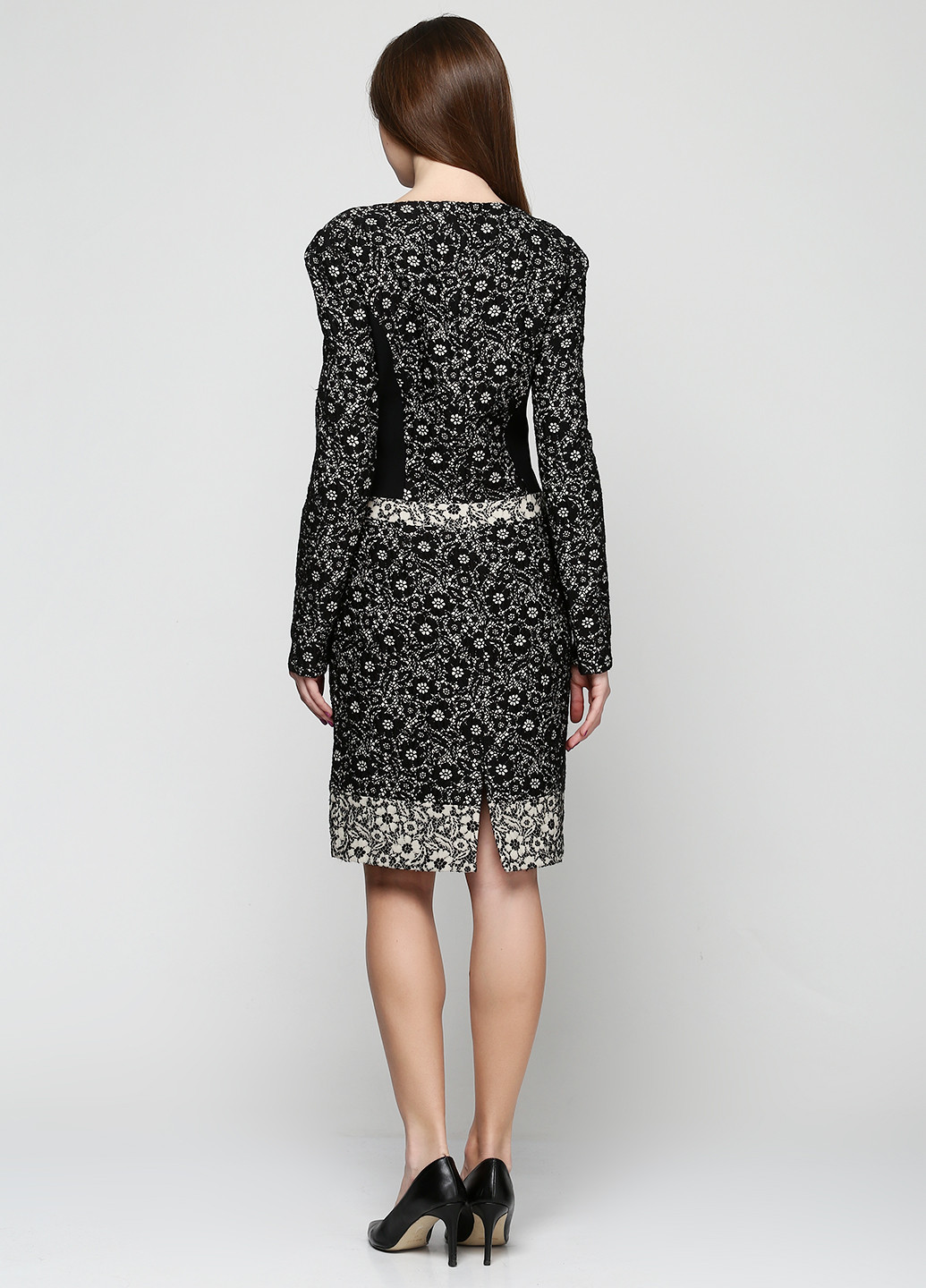 Черное кэжуал платье Class Roberto Cavalli с цветочным принтом