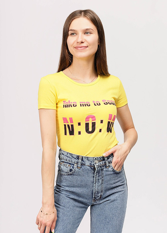 Жовта літня жіноча футболка No Brand