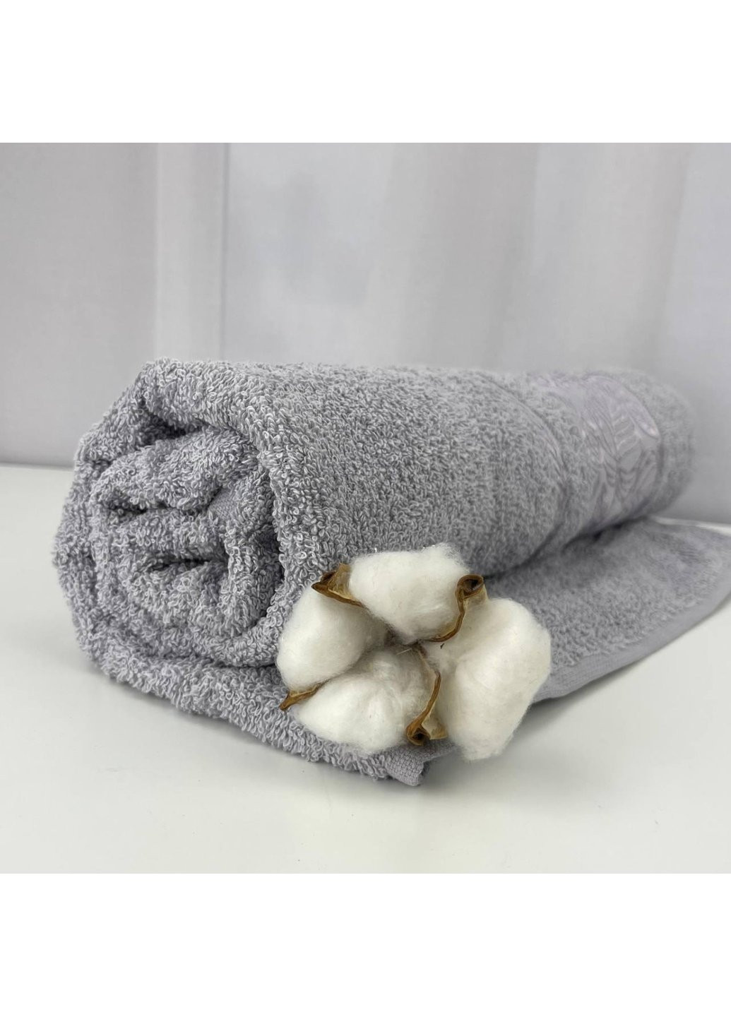 Power полотенце банное махровое febo vip cotton botanik турция 6383 серое 70х140 см комбинированный производство - Турция