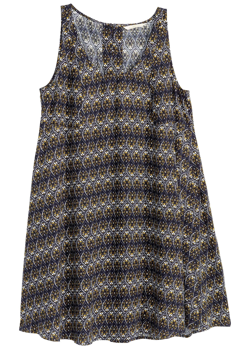 Синьо-жовтий кежуал сукня а-силует H&M з орнаментом