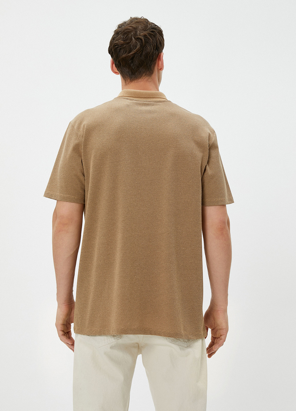 Темно-бежевая футболка-поло для мужчин KOTON однотонная