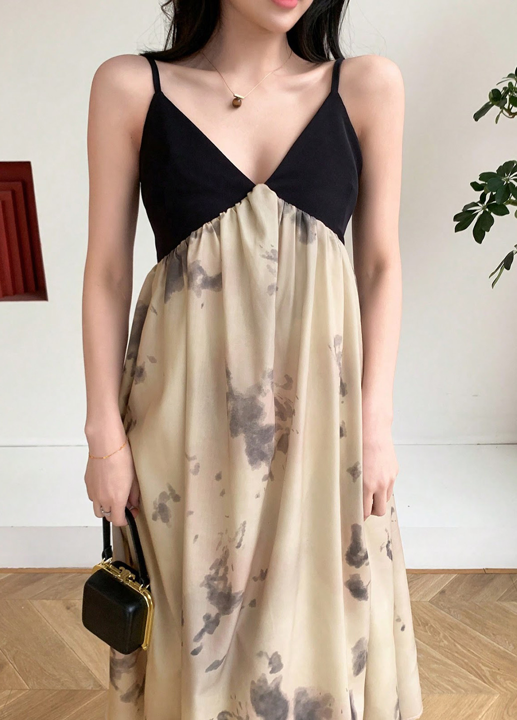 Жовтий кежуал сукня SHEIN з абстрактним візерунком