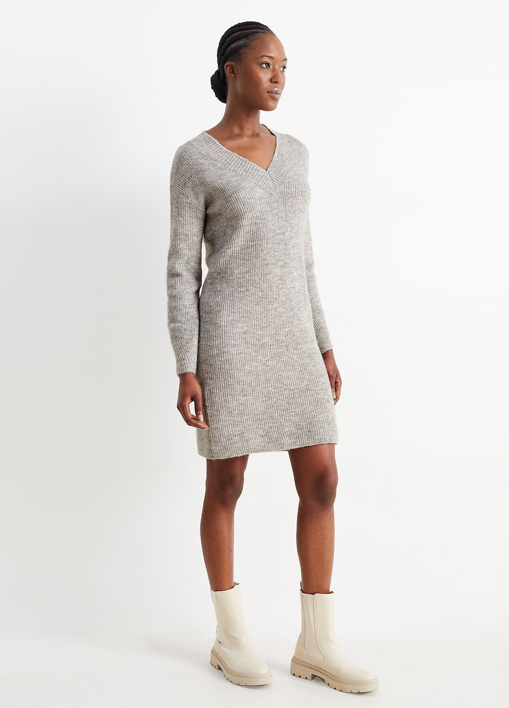 Сіра кежуал сукня сукня светр C&A меланжева