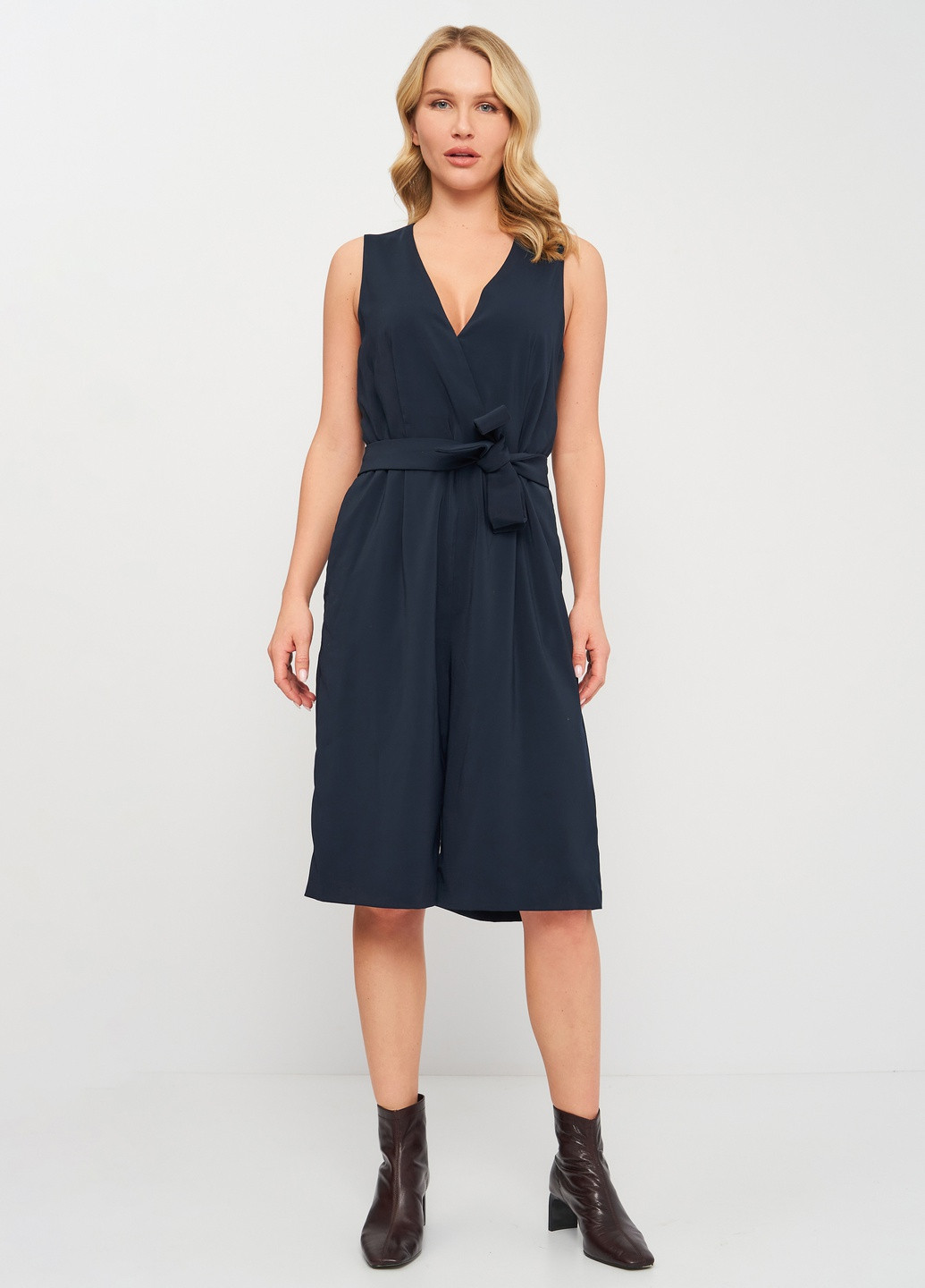 Комбінезон H&M однотонний темно-синій кежуал поліестер