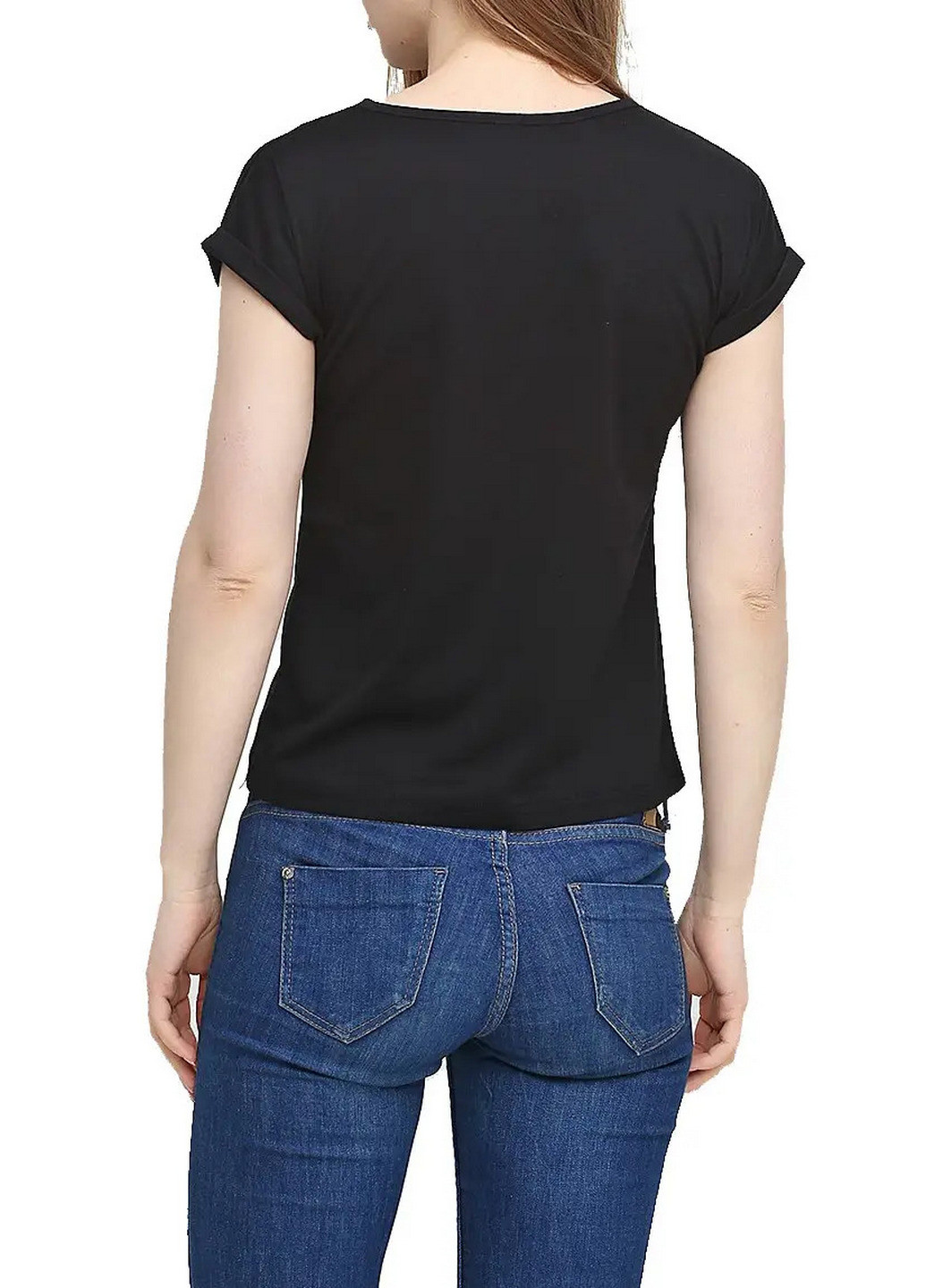 Черная летняя женская футболка No Brand