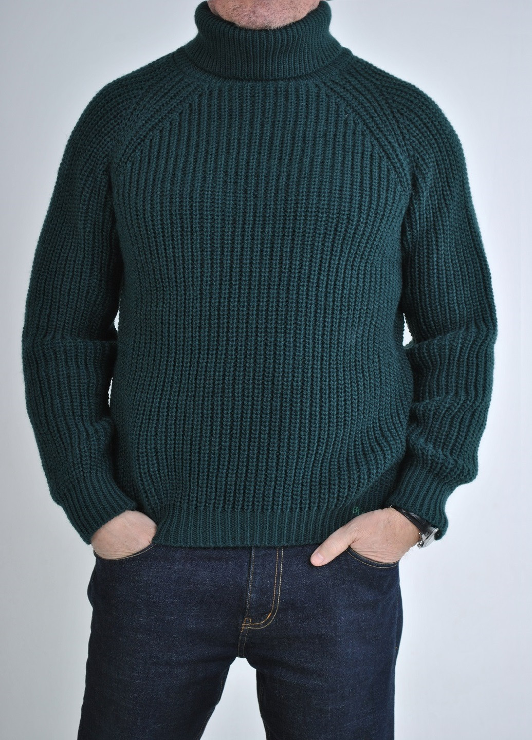 Темно-зеленый зимний свитер крупной вязки Berta Lucci