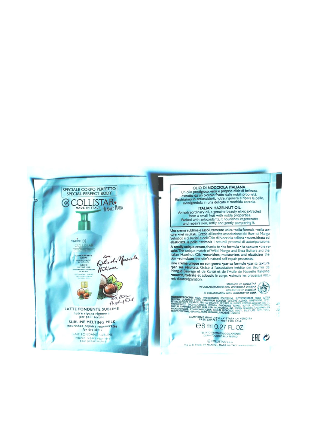 Лосьон для тела Deep Mousturizing Fluid Hazelnut Extract, 8 мл Collistar бесцветный