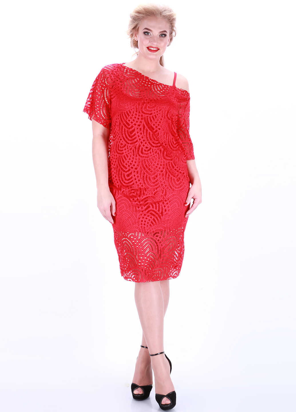 Костюм (майка, накидка, юбка) Alpama однотонный красный кэжуал