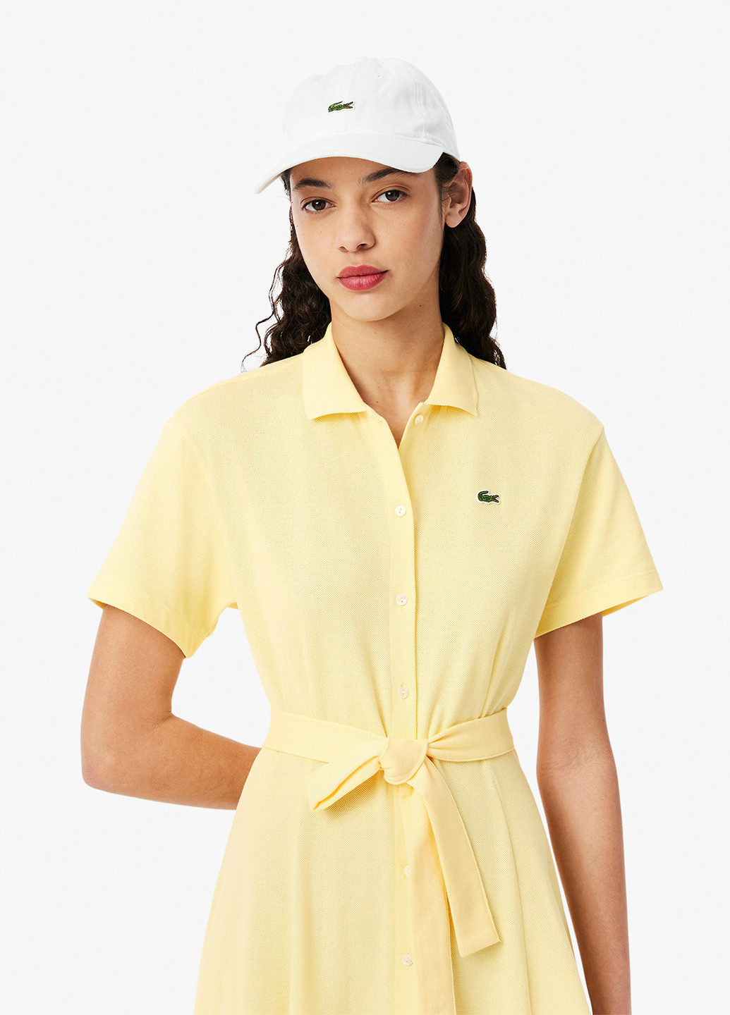 Жовтий кежуал сукня поло, кльош Lacoste однотонна
