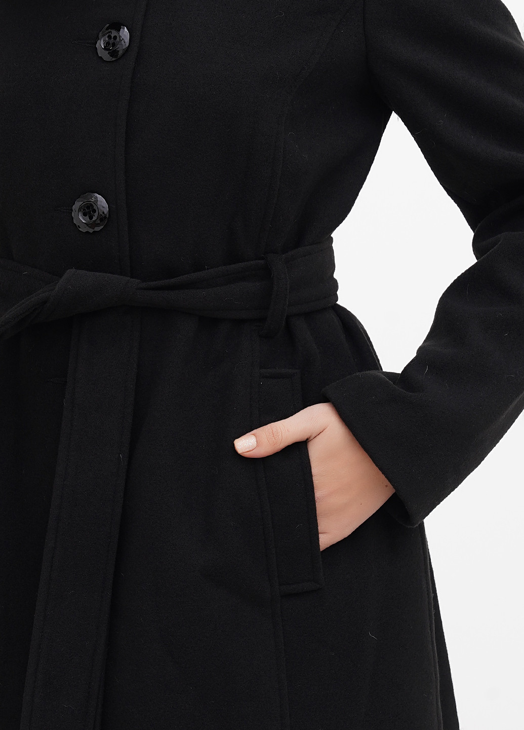 Черное демисезонное Пальто однобортное PARIS FASHION