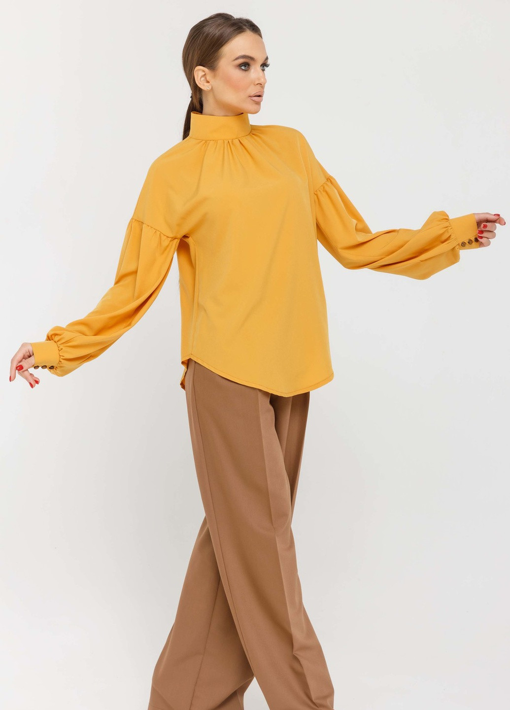 Горчичная летняя блуза эмира бл 1120 горчица Ри Мари