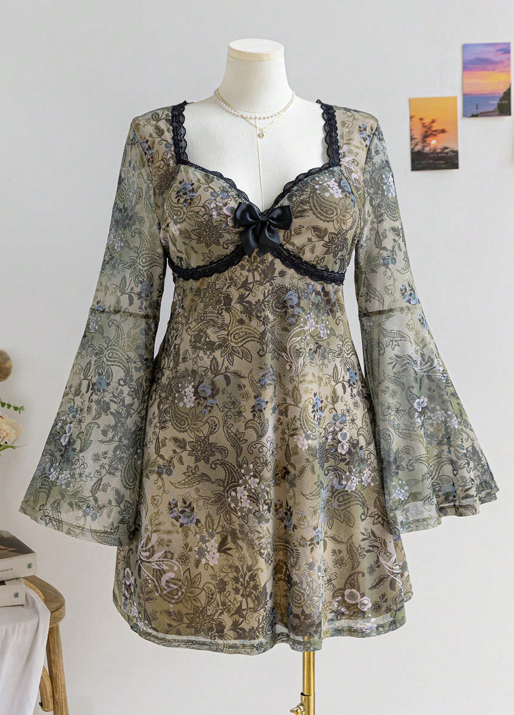 Комбінована кежуал сукня а-силует SHEIN з квітковим принтом