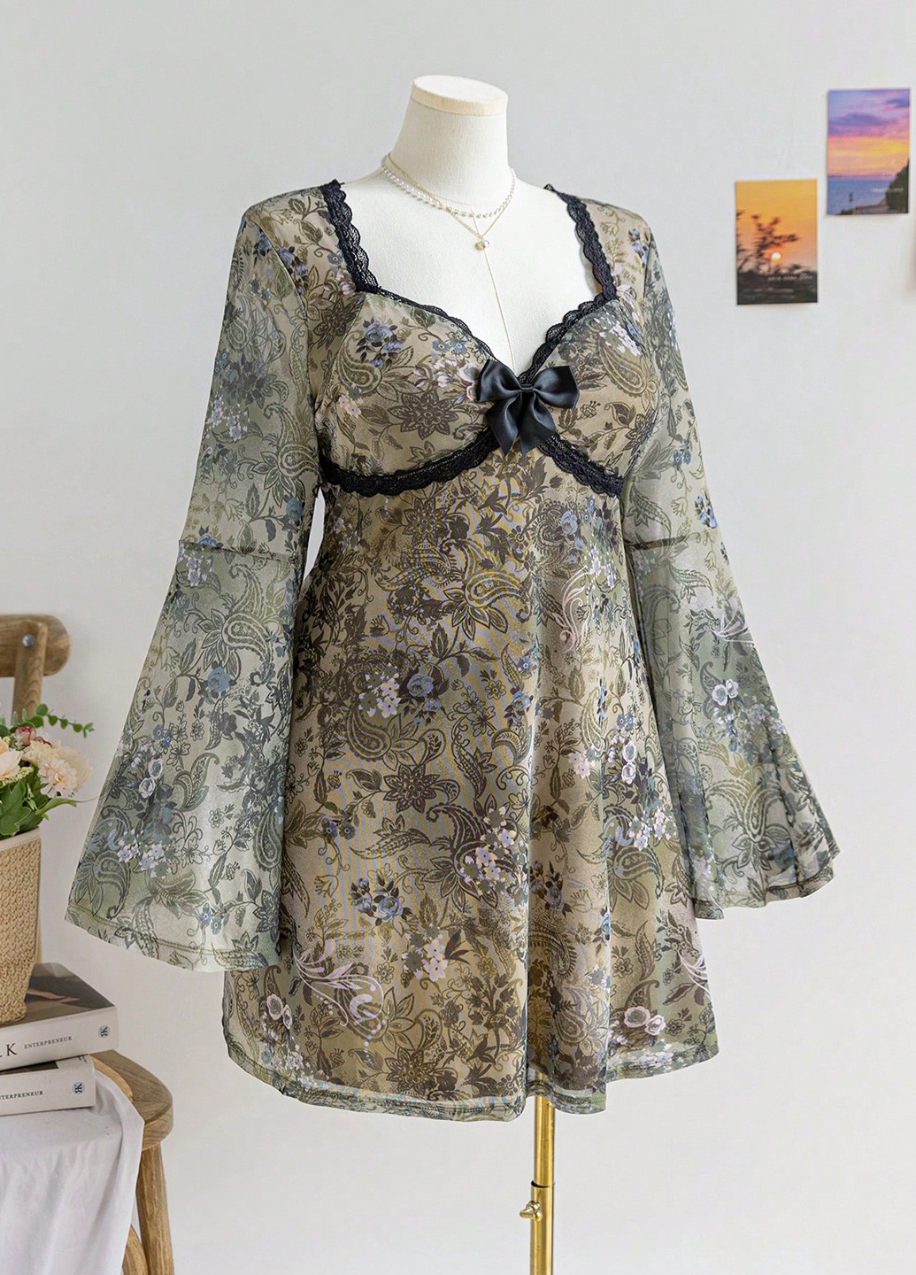 Комбінована кежуал сукня а-силует SHEIN з квітковим принтом