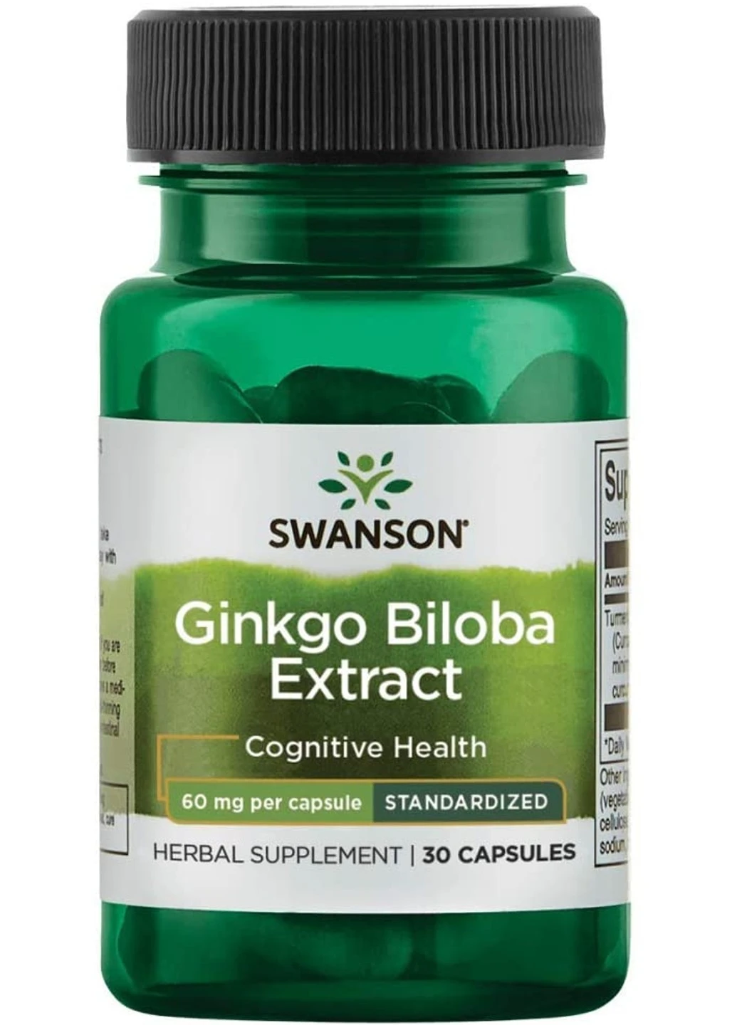 Гінкго білоба Ginkgo Biloba Extract Standardized 60 mg 30 капсул Swanson (255410528)