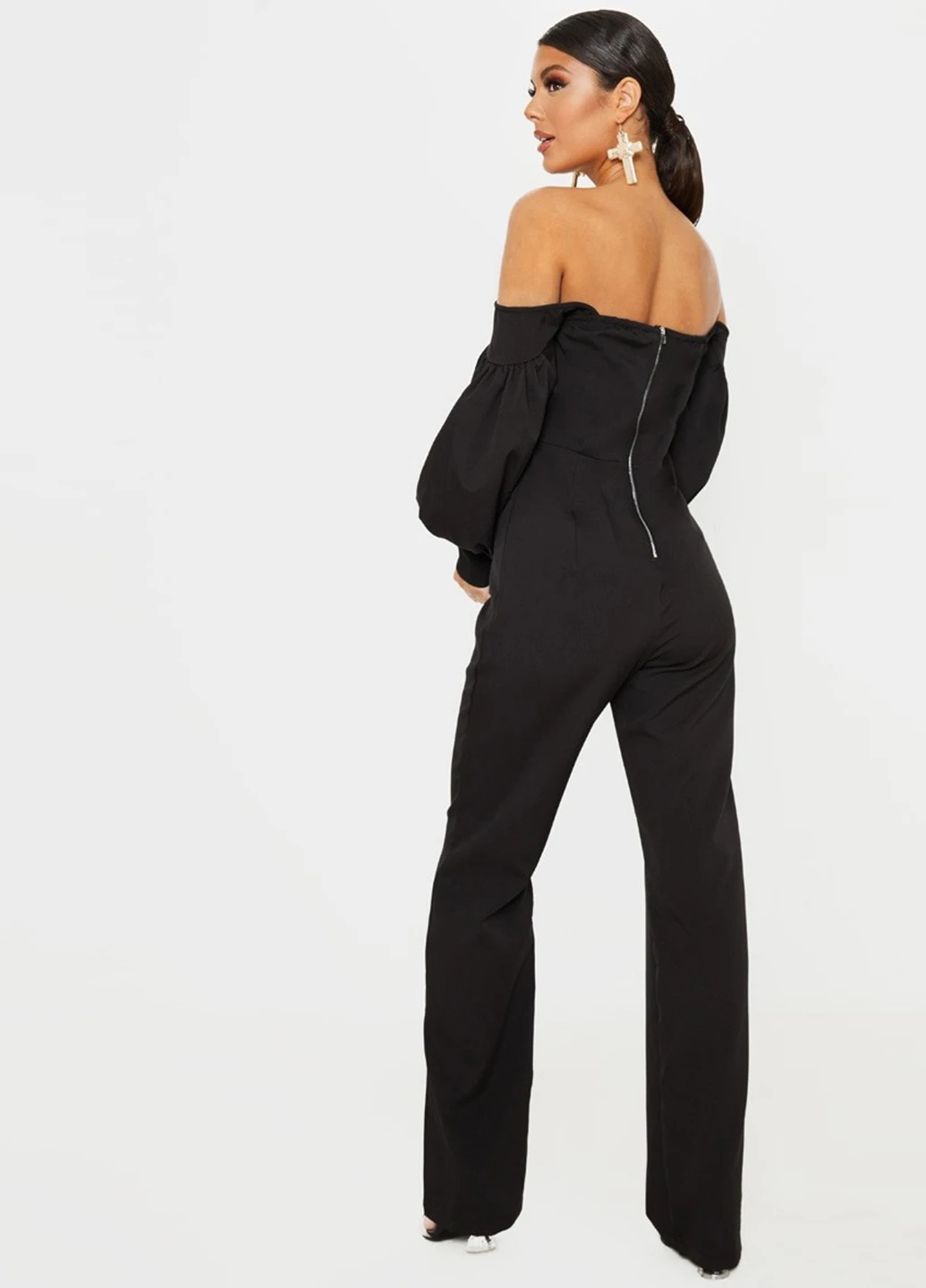 Комбінезон PrettyLittleThing комбінезон-брюки однотонний чорний вечірній поліестер