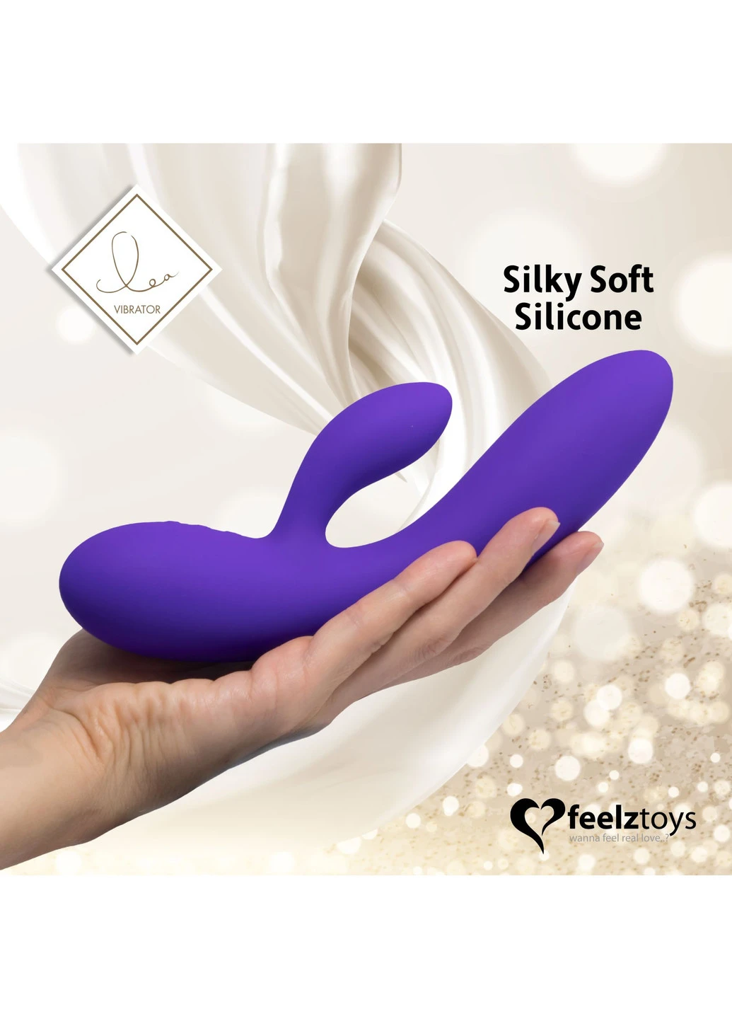 Гнучкий вібратор кролик з двома моторами Lea Rabbit Vibrator Medium Purple FeelzToys (252297431)