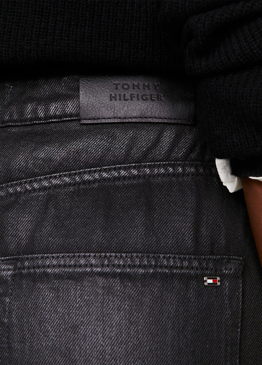 Черная джинсовая однотонная юбка Tommy Hilfiger