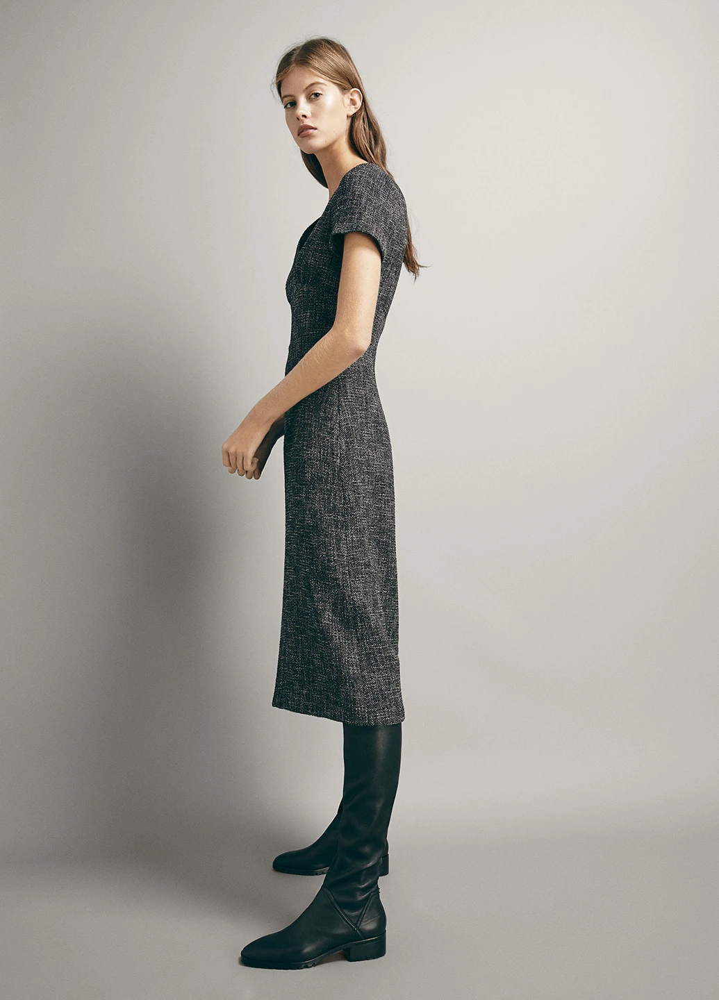 Сіра кежуал сукня а-силует Massimo Dutti меланжева