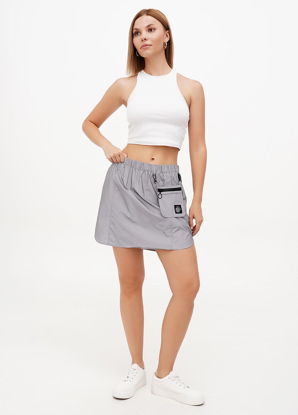 Серая кэжуал однотонная юбка H&M