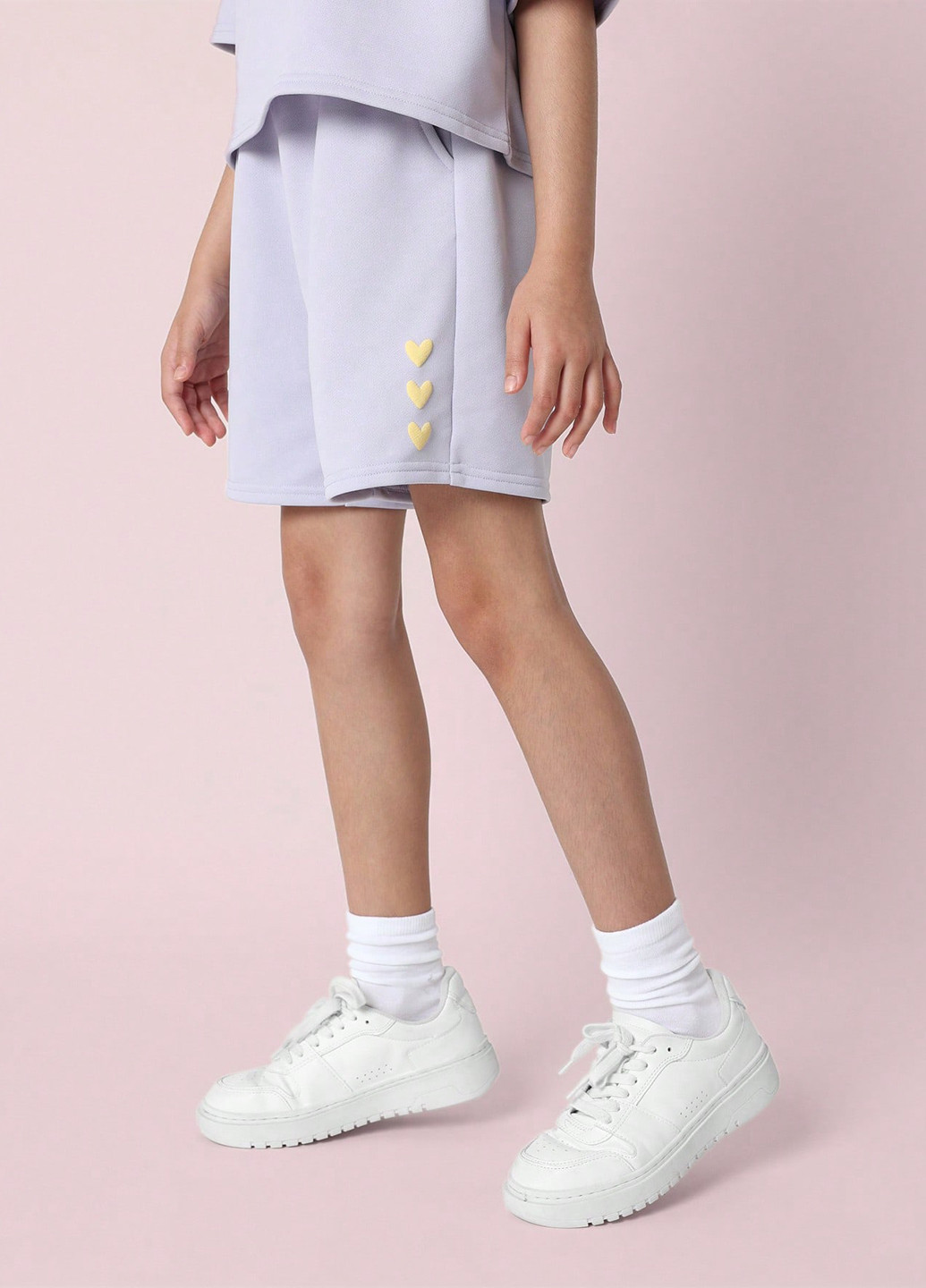 Лавандовий літній костюм (футболка, шорти) SHEIN