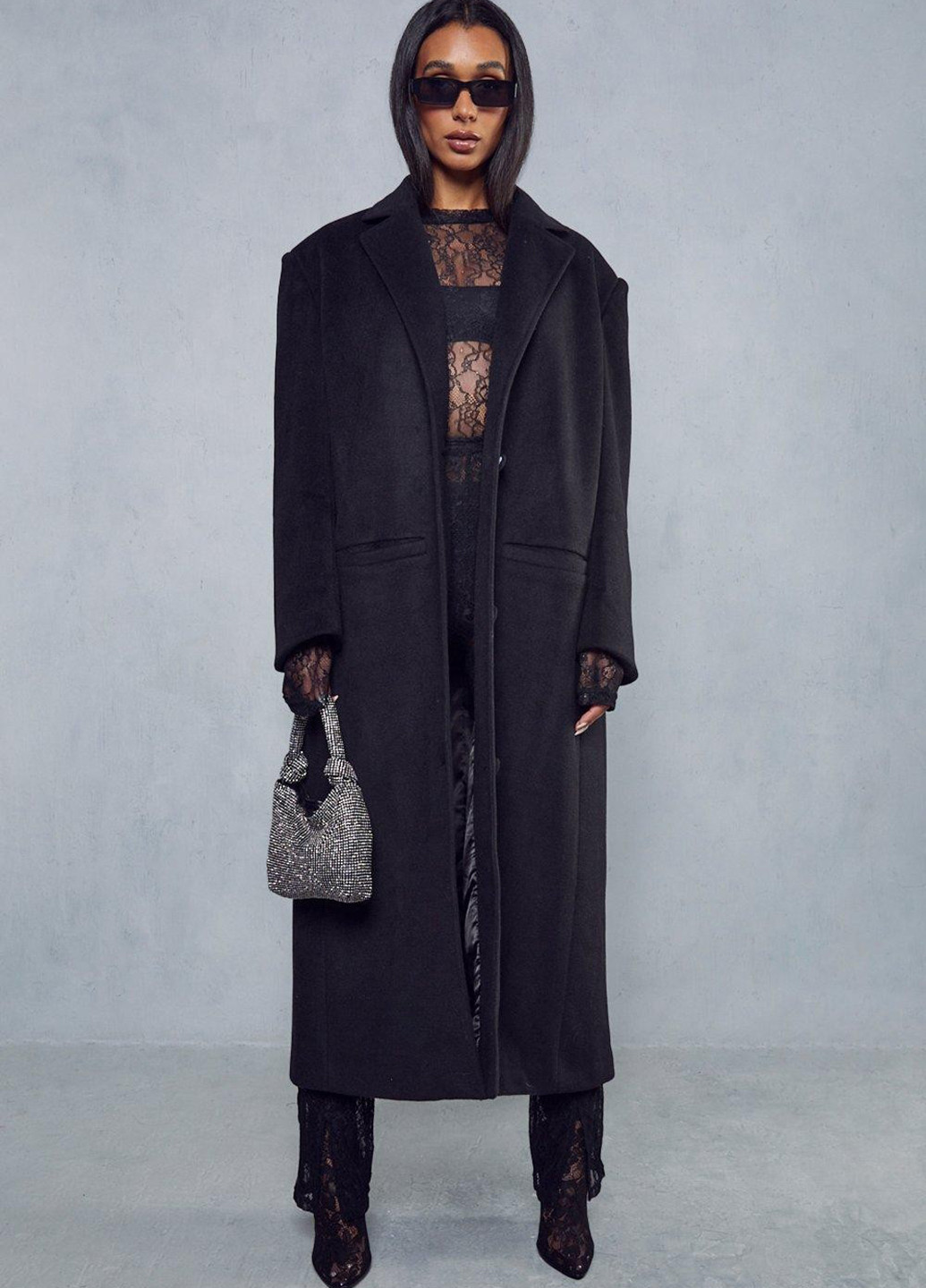 Черное демисезонное Пальто оверсайз MissPap