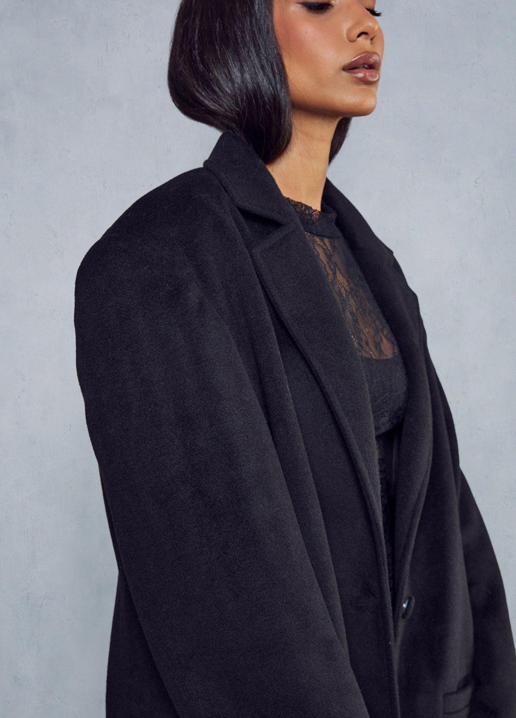 Черное демисезонное Пальто оверсайз MissPap