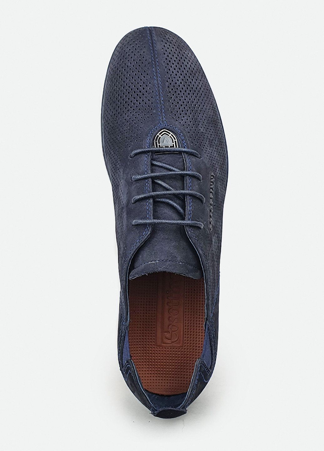 Синие легкие стильные мужские туфли на шнурках темно-синие летние 45 Cosottinni