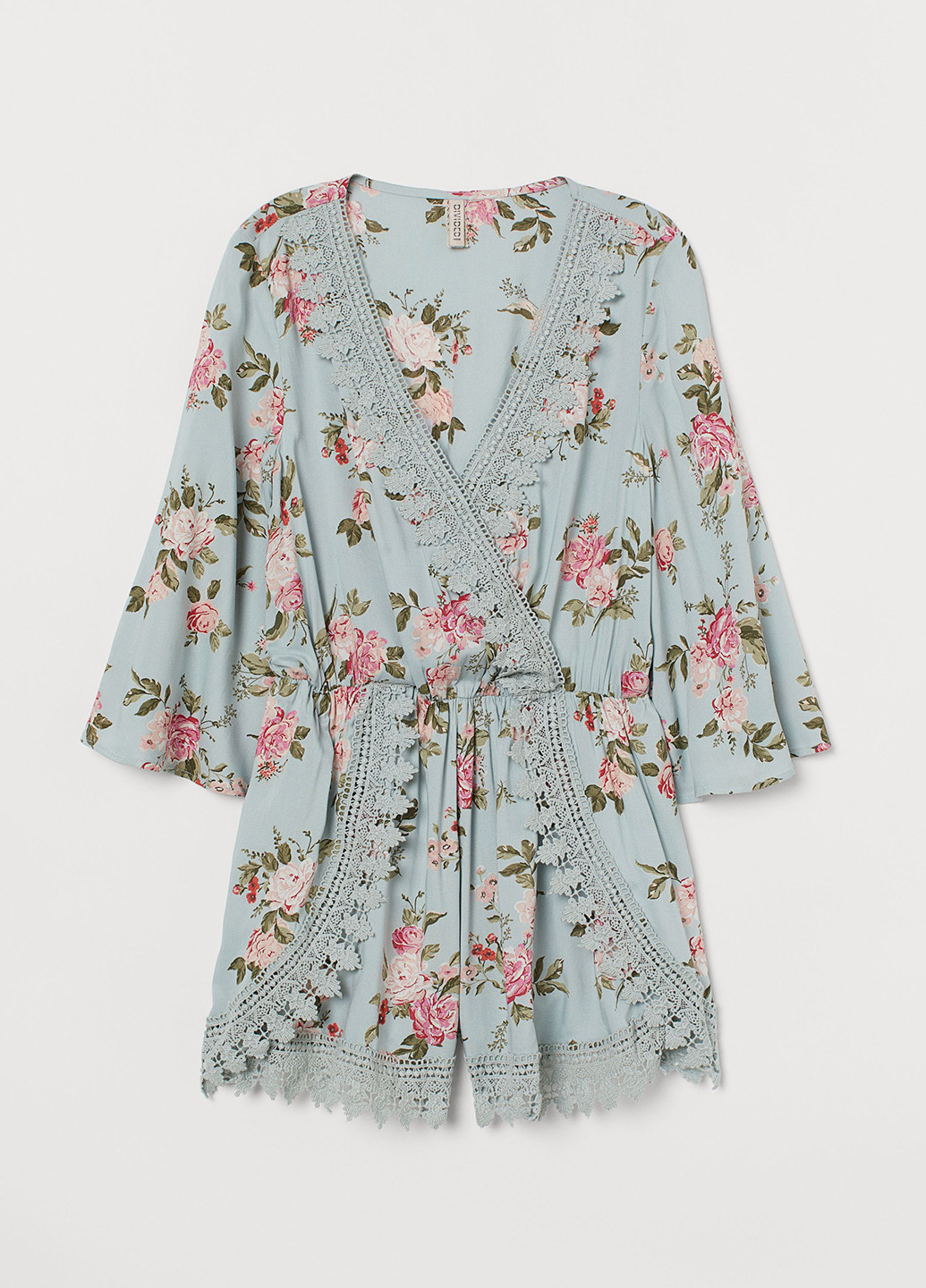 Комбинезон H&M комбинезон-шорты цветочный мятный кэжуал вискоза