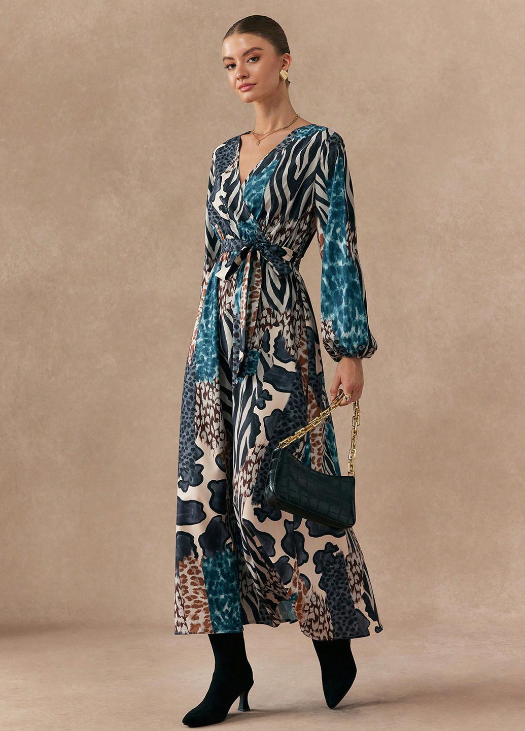 Комбінована кежуал сукня на запах SHEIN зебра