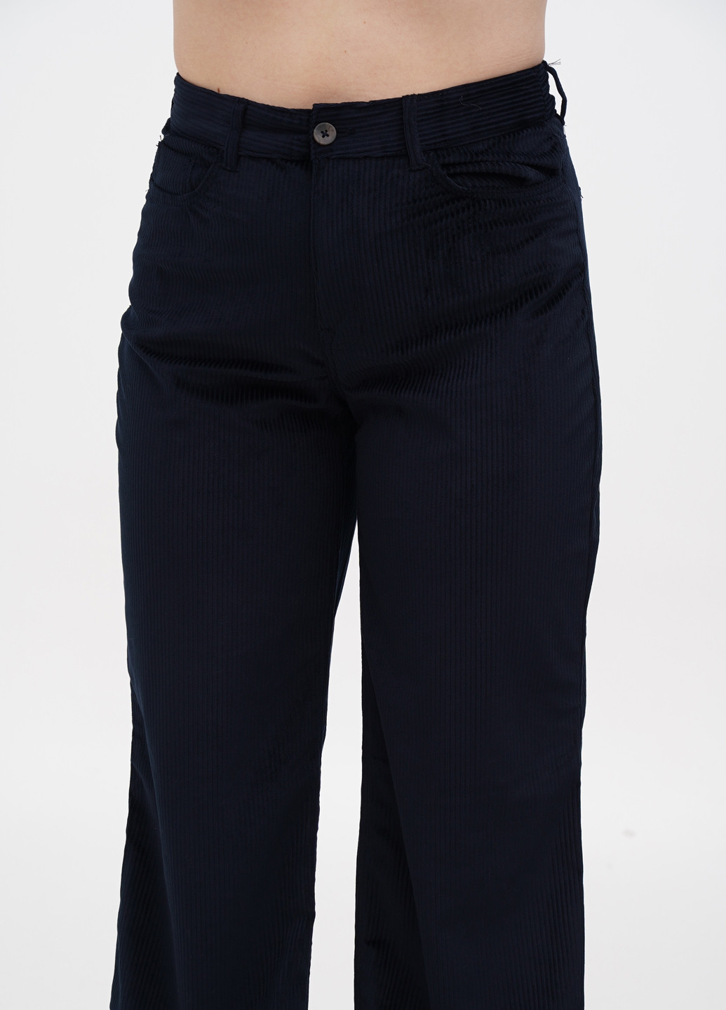 Темно-синие кэжуал демисезонные прямые брюки Calliope