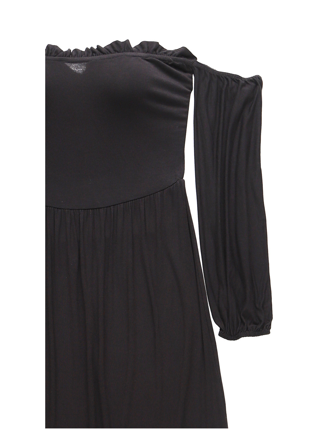Черное кэжуал платье с открытыми плечами Boohoo однотонное