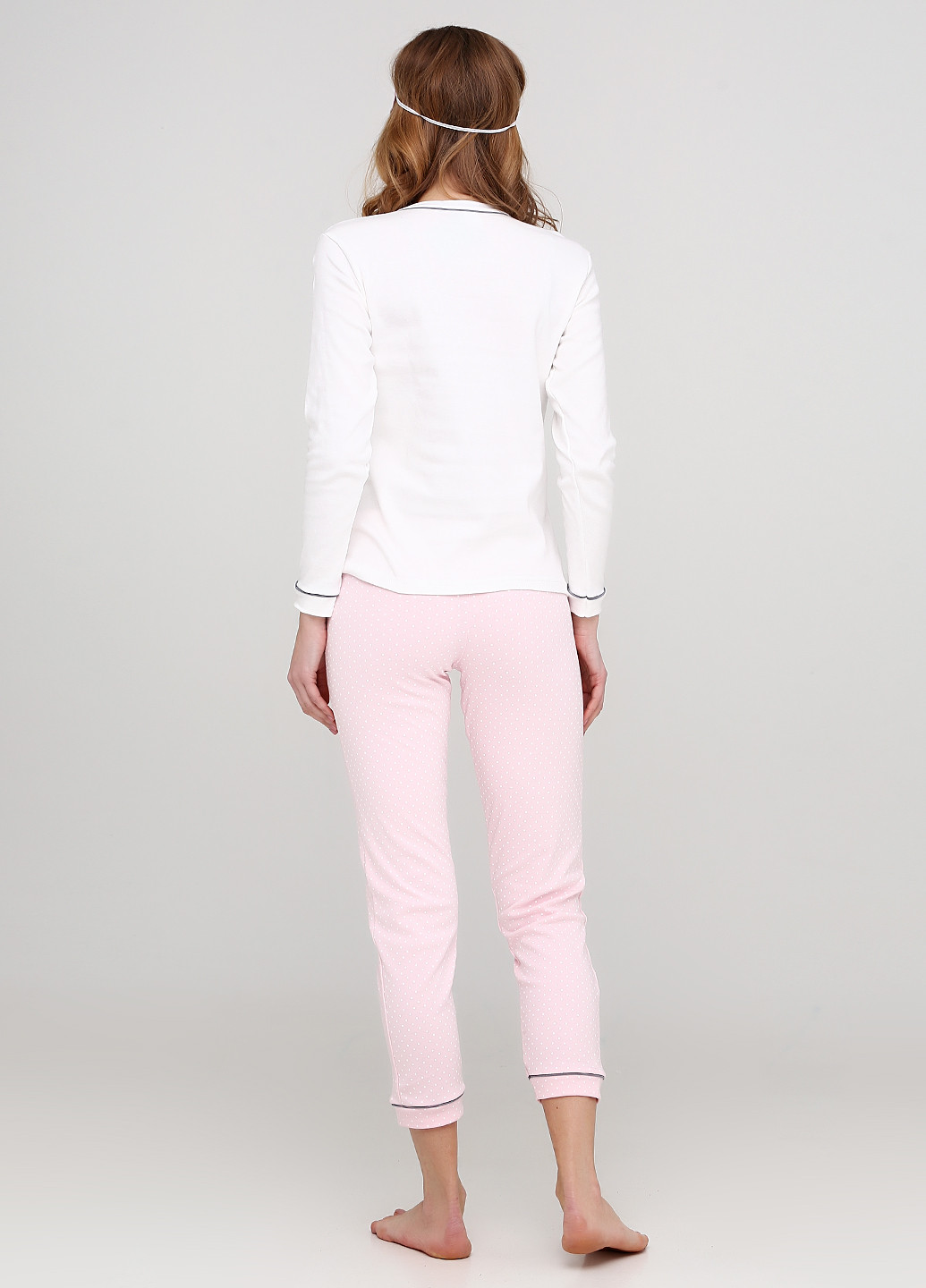 Світло-рожева всесезон піжама (лонгслів, штани, маска для сну) лонгслив + брюки Lucci