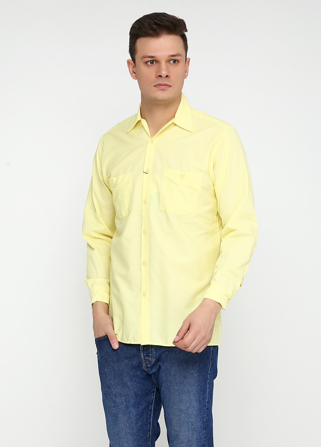 Светло-желтая кэжуал рубашка однотонная Creed